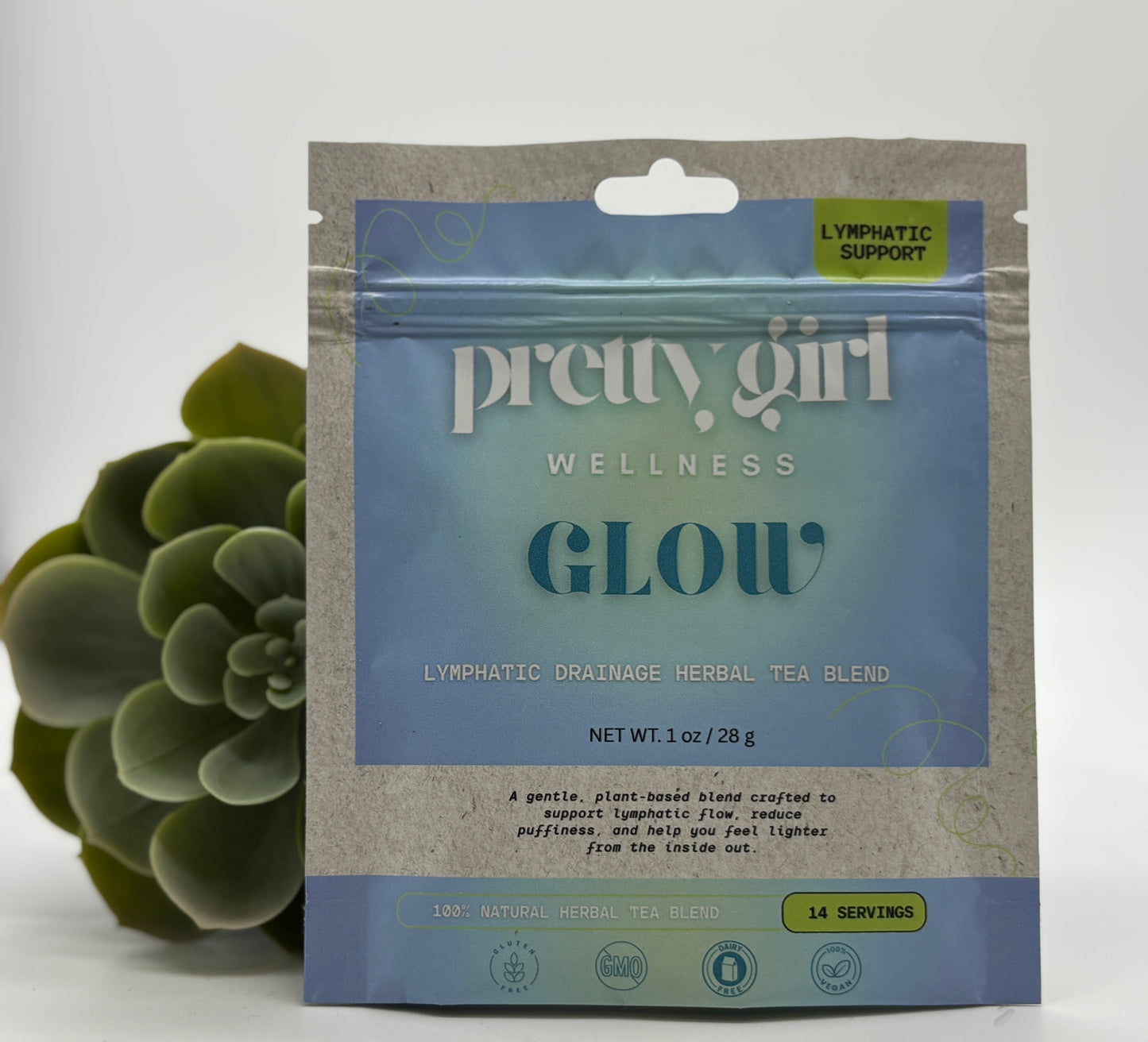 Glow – Lymphatic Support & Debloat Tea by Pretty Girl Wellness | Caffeine-Free | 1 oz (14 servings)