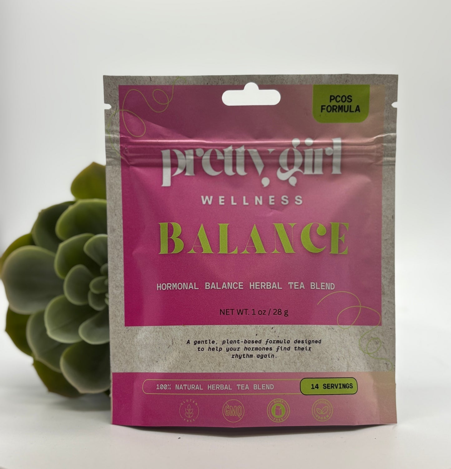 Balance for PCOS – Hormone Support Herbal Tea by Pretty Girl Wellness | Caffeine-Free | 1 oz (14 servings)