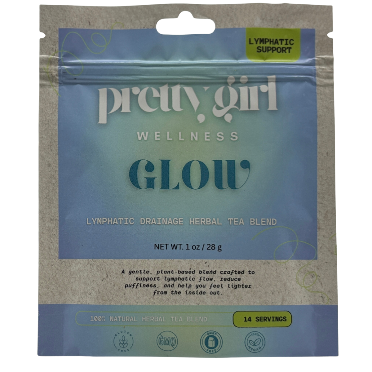 Glow – Lymphatic Support & Debloat Tea by Pretty Girl Wellness | Caffeine-Free | 1 oz (14 servings)