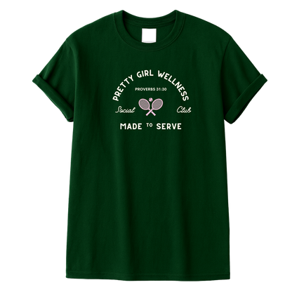 Pretty Girl Wellness Social Club Tee – Made to Serve (Proverbs 31:30)- PRE-ORDER, Ships in 10 business days