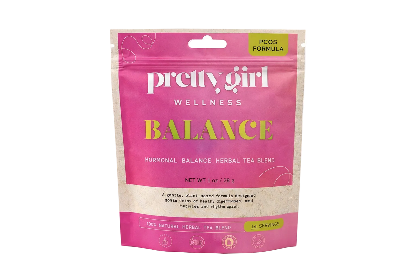 BALANCE for PCOS – Hormone Support Herbal Tea by Pretty Girl Wellness | Caffeine-Free | 1 oz (14 servings)