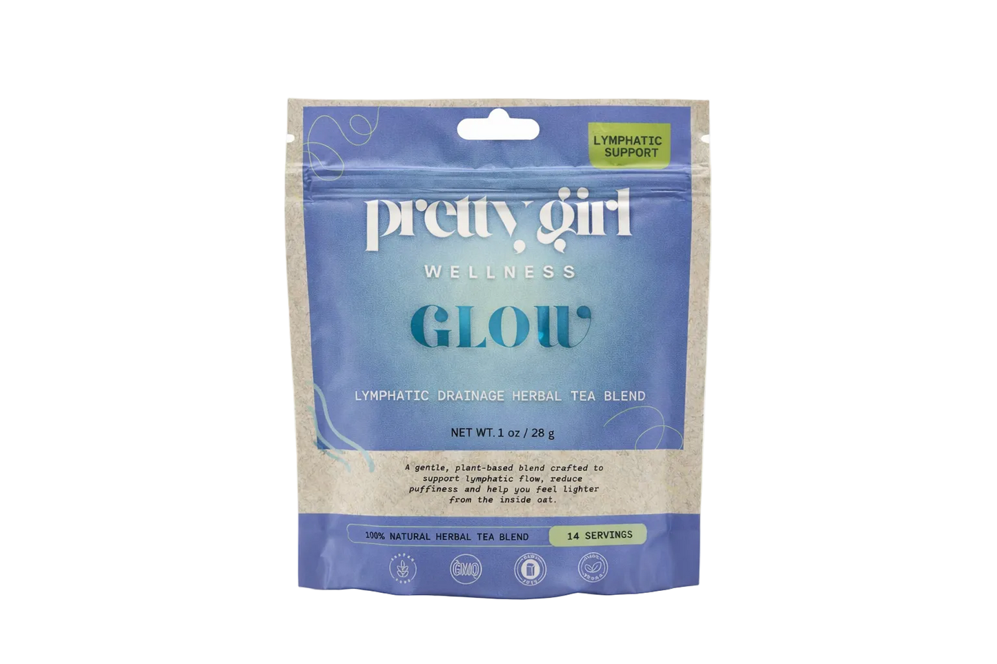 GLOW – Lymphatic Support & Debloat Tea by Pretty Girl Wellness | Caffeine-Free | 1 oz (14 servings)