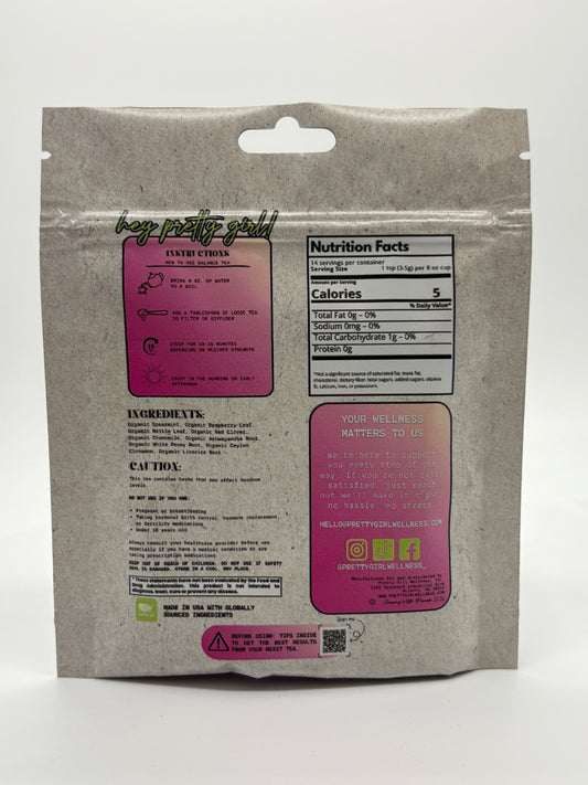 Balance for PCOS – Hormone Support Herbal Tea by Pretty Girl Wellness | Caffeine-Free | 1 oz (14 servings)