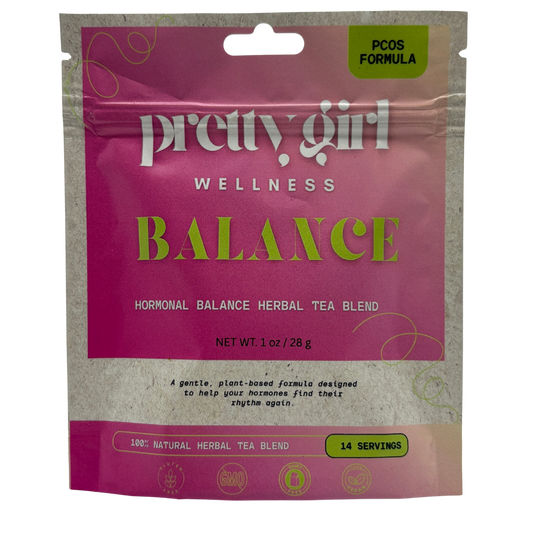 Balance for PCOS – Hormone Support Herbal Tea by Pretty Girl Wellness | Caffeine-Free | 1 oz (14 servings)