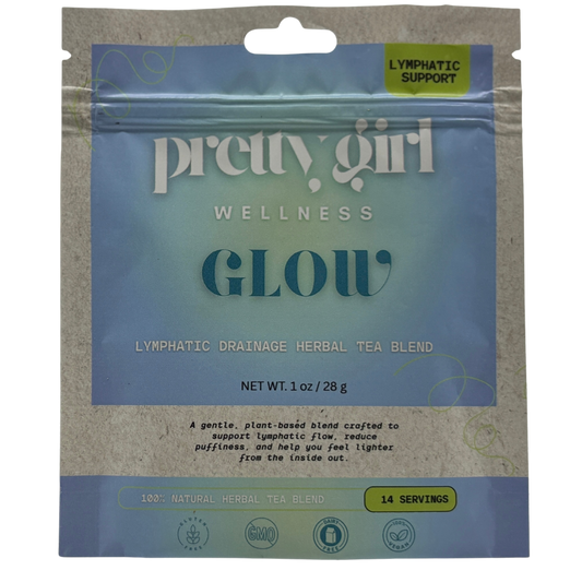 Glow – Lymphatic Support & Debloat Tea by Pretty Girl Wellness | Caffeine-Free | 1 oz (14 servings)